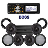 Precision Power Stage 4 Plug & Play Amp And Speaker Package With Boss Elite BEHDIN98 Radio For 1998-2013 Harley Davidson® Road Glide