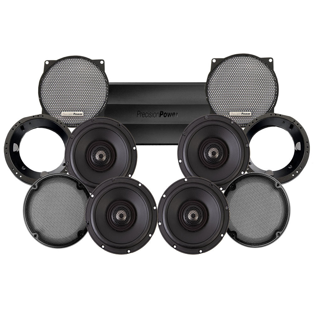 Precision Power Stage 4 Plug & Play Amp And Speaker Package For 1996-2013 Harley Davidson® Street Glide, Electra Glide, And Ultra for Existing SoundStream Reserve, Aquatic-AV, and Boss Radios