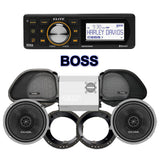 Cicada Audio CXX Stage 2 Plug & Play Amp And Speaker Package With Boss Elite BEHDIN98 Radio For 1998-2013 Harley Davidson® Road Glide