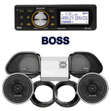 Cicada Audio CXX Stage 2 Plug & Play Amp And Speaker Package With Boss Elite BEHDIN98 Radio For 1998-2013 Harley Davidson® Road Glide