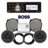 Cicada Audio CXX Stage 2 Plug & Play Amp And Speaker Package With Boss Elite BEHDIN98 Radio For 1998-2013 Harley Davidson® Street Glide, Electra Glide, And Ultra
