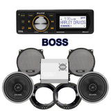 Cicada Audio CXX Stage 2 Plug & Play Amp And Speaker Package With Boss Elite BEHDIN98 Radio For 1998-2013 Harley Davidson® Street Glide, Electra Glide, And Ultra