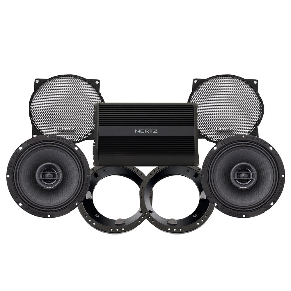 Hertz Stage 2 Plug & Play Amp And Speaker Package For 1996-2013 Harley Davidson® Street Glide, Electra Glide, And Ultra for Existing Soundstream Reserve, Aquatic-AV, and Boss Radios