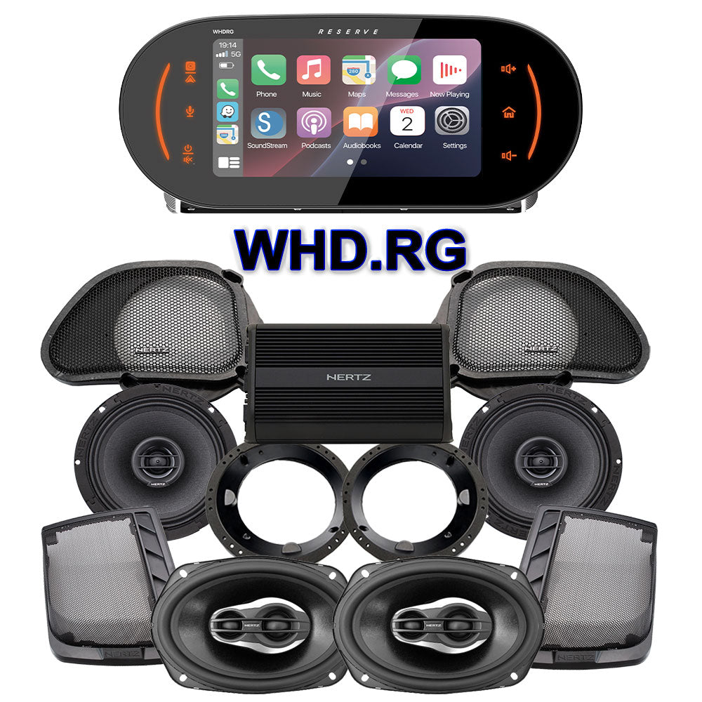 Hertz Stage 4 Plug & Play Amp And Speaker Package With SoundStream Reserve WHD.RG Radio For 1998-2013 Harley Davidson® Road Glide