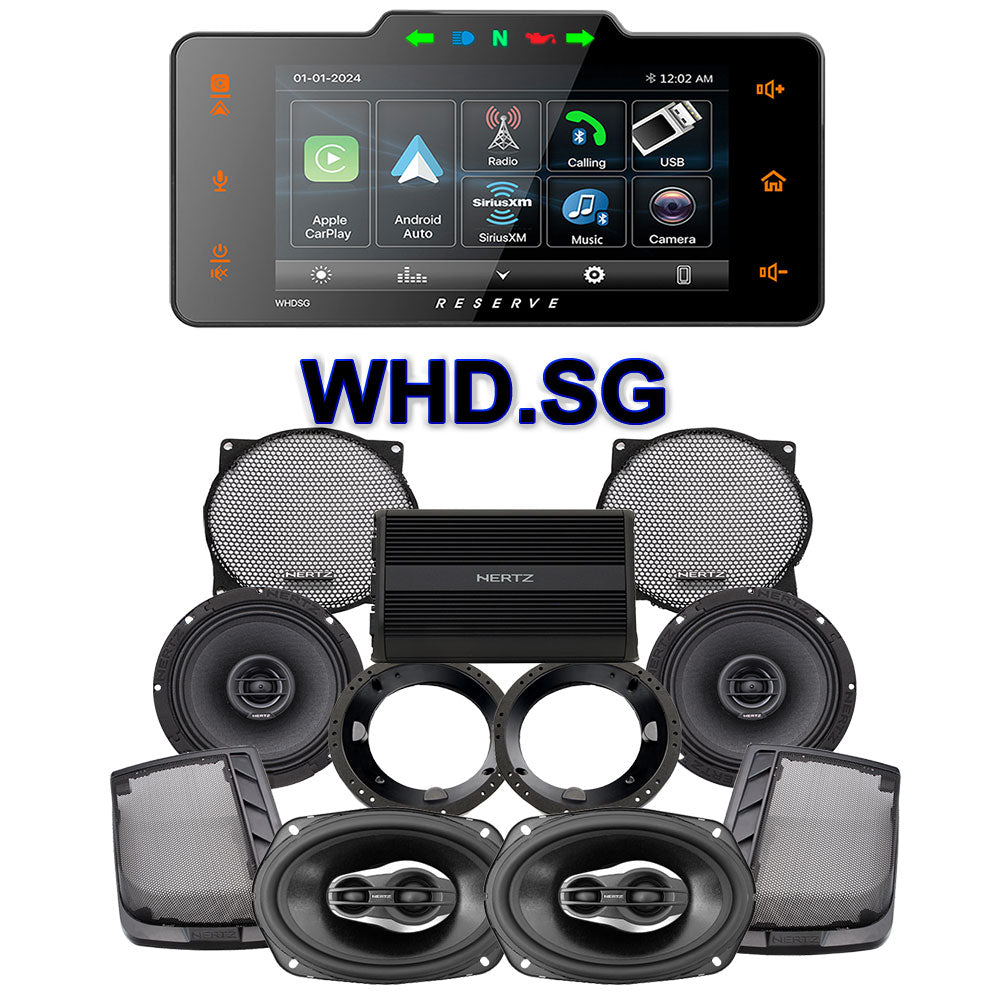 Hertz Stage 4 Plug & Play Amp And Speaker Package With Soundstream Reserve WHD.SG Radio For 1998-2013 Harley Davidson® CVO Street Glide And Ultra