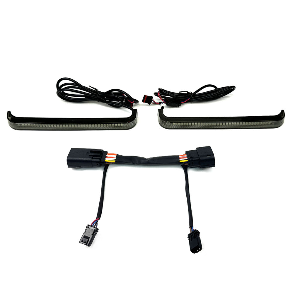 Custom Dynamics CD-LPDC-23-S / 2040-3439 Low Profile LED Saddlebag Lights with Smoke Lenses for 2023.5-2025 Harley Davidson® Base Models and CVO Motorcycles ( 20403439)