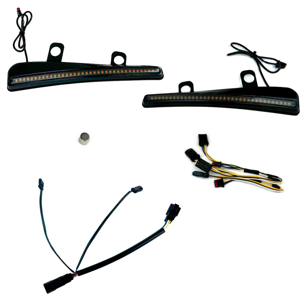 Custom Dynamics LED Windshield Trim with Turn Signals with Wiring for 2023.5-Up Harley Davidson® Road Glide Motorcycles