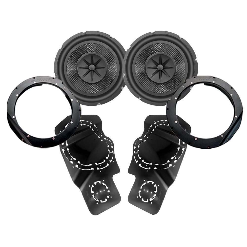 Cicada Audio CMB10.S4 10" Speakers with 24HDRING10 Saddlebag Mounting and 24HDRINGT Template Kit for 2024-Up Harley Davidson® Touring Motorcycles