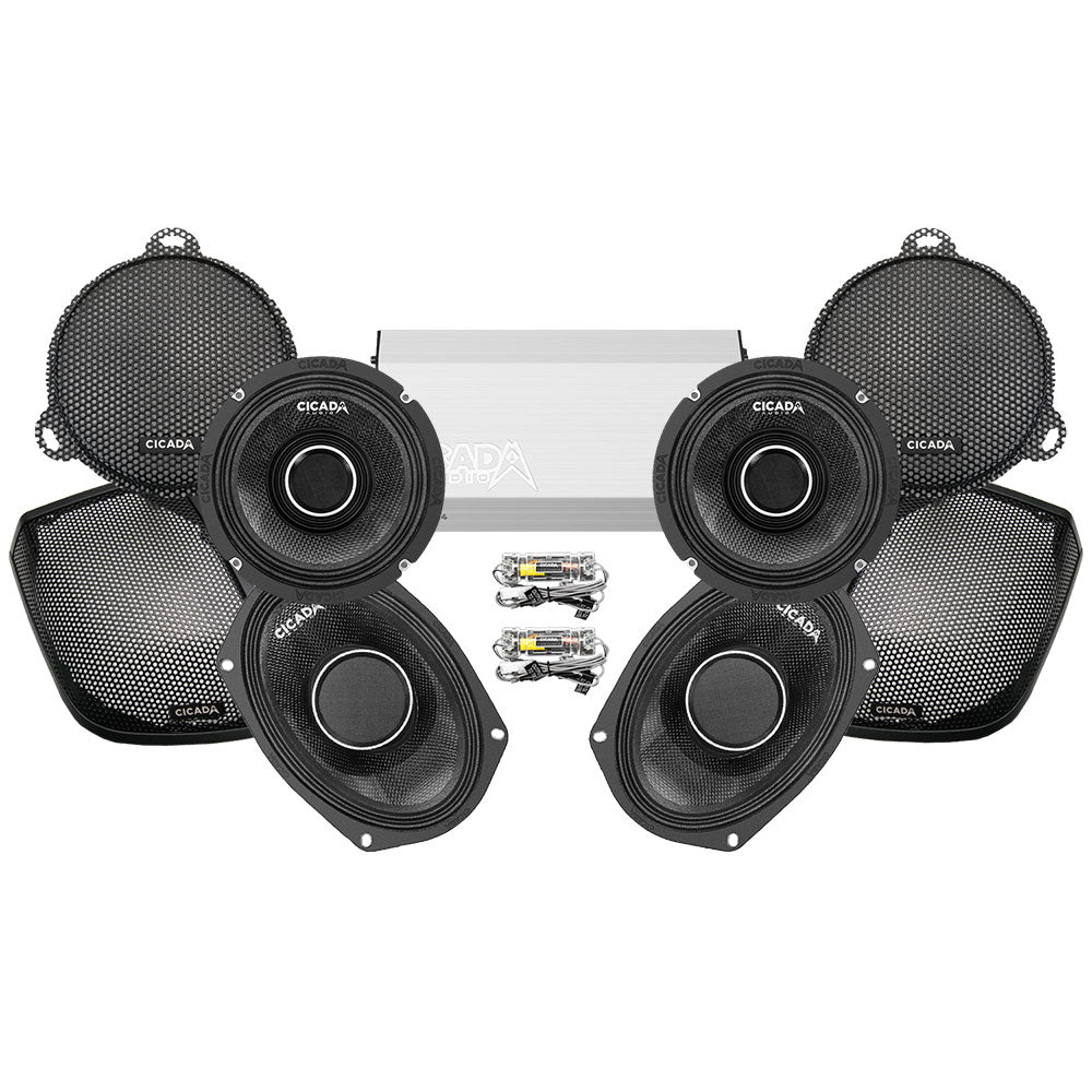 Cicada Audio CHX Stage 4 Plug & Play Amp and Speaker Package For 2014-2023 Harley Davidson® Street Glide, Electra Glide, and Ultra with Factory or Existing SoundStream Reserve Radios