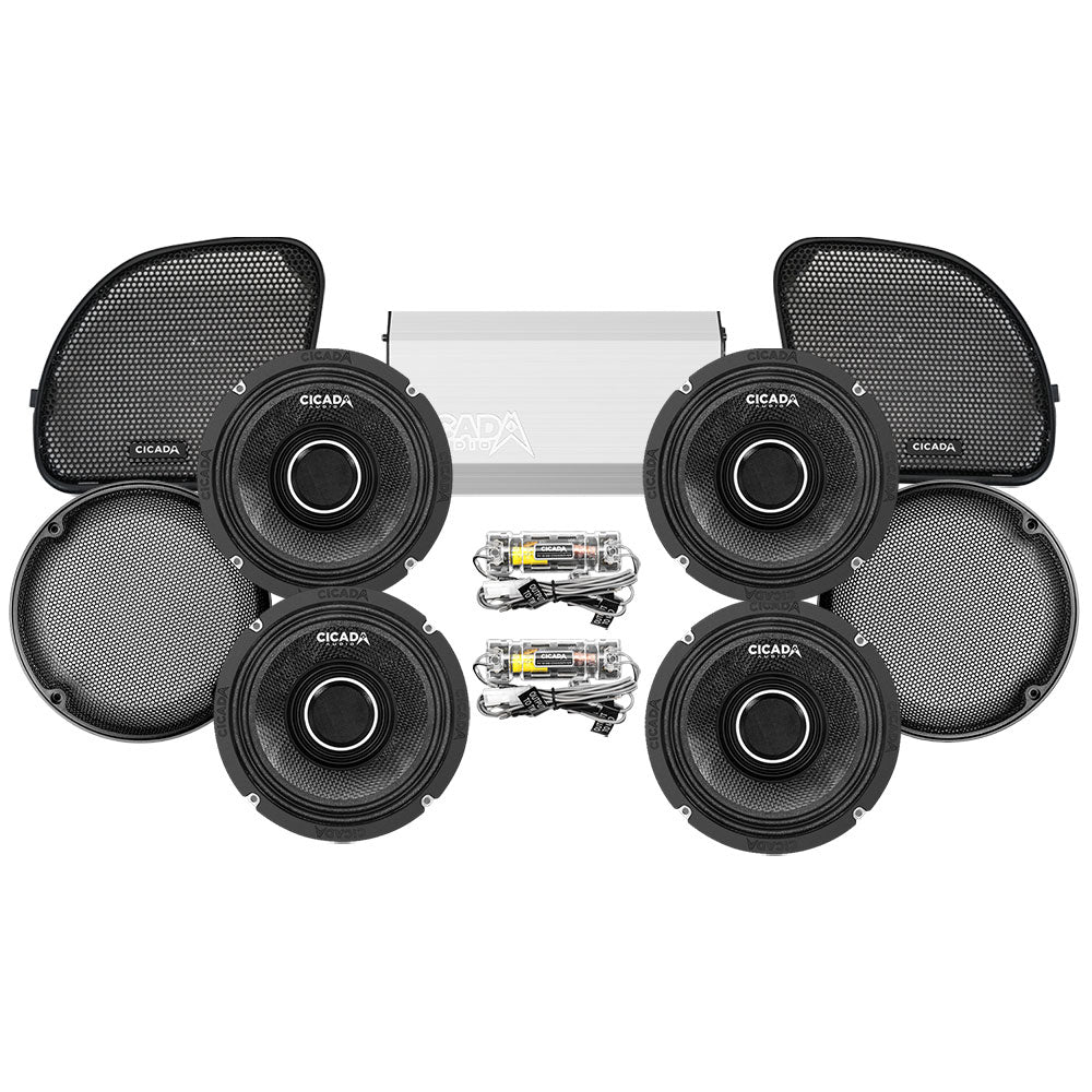 Cicada Audio CHX Stage 4 Plug & Play Amp and Speaker Package For 2015-2016 Harley Davidson® CVO Road Glide Ultra with Factory or Existing Soundstream Reserve Radios