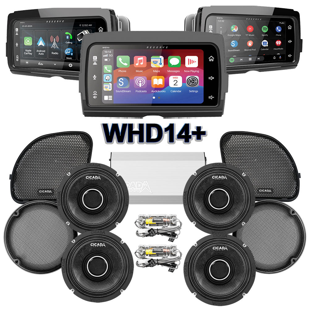 Cicada Audio CHX Stage 4 Plug & Play Amp And Speaker Package With Soundstream Reserve WHD14+ Radio For 2022-2023 Harley Davidson® CVO Road Glide Limited With HD Audio By Rockford
