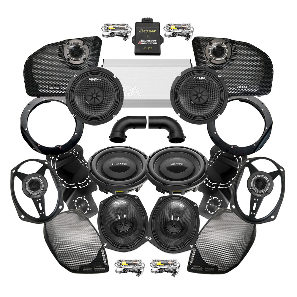 Cicada Audio CM/CXK A2B Stage 4 Ultimate Plug & Play Amp And Speaker Package with Subwoofer Kit For 2024-Up Harley Davidson® Road Glide Base Models and CVO Road Glide ST