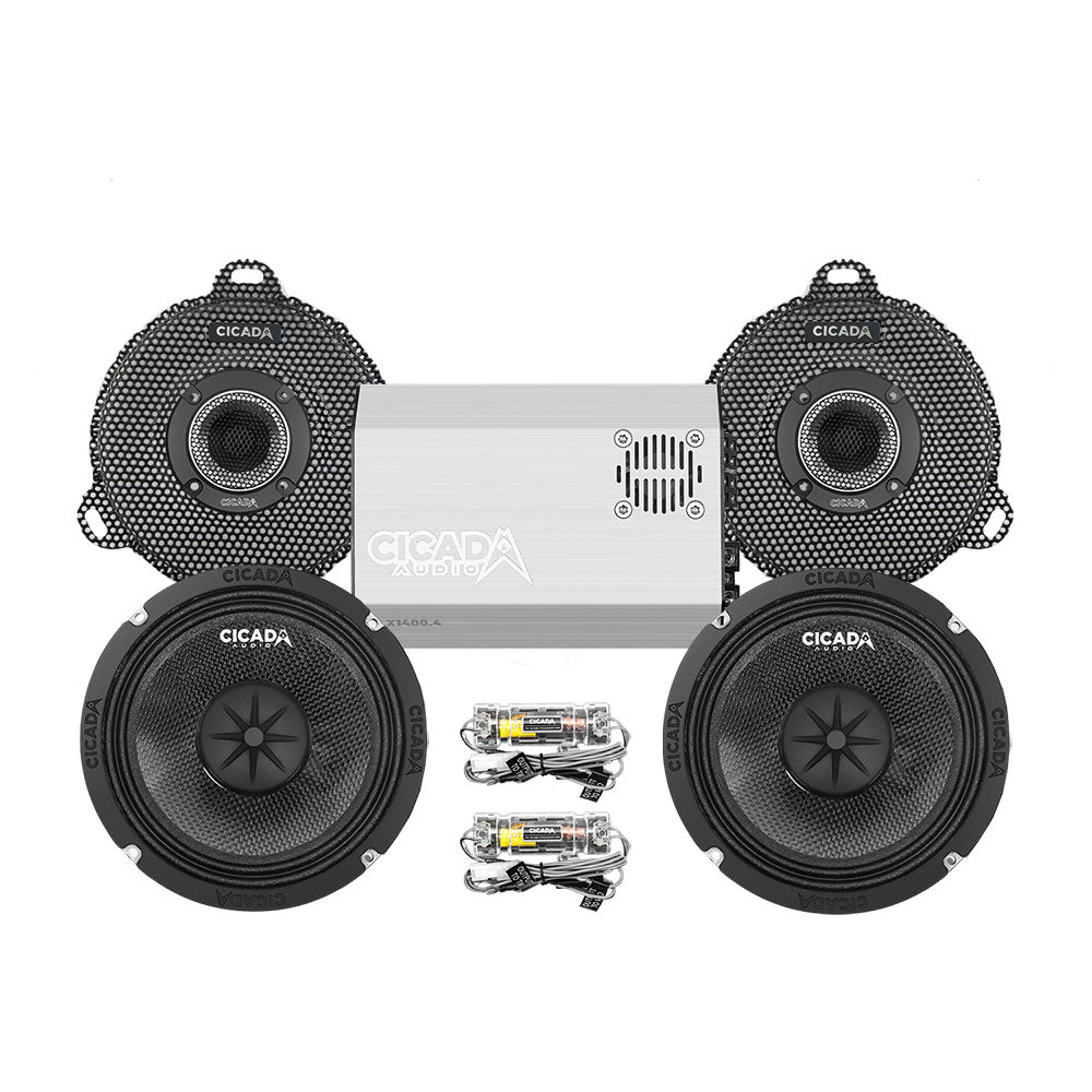 Cicada Audio CXK Stage 2 Plug & Play Amp and Speaker Package For 2014-2023 Harley Davidson® Street Glide, Electra Glide, and Ultra with Factory or Existing SoundStream Reserve Radios