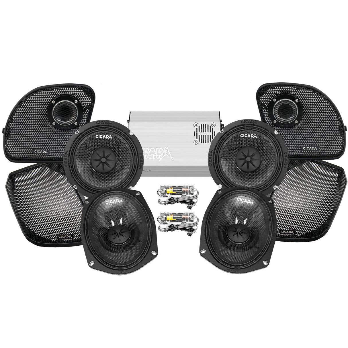 Cicada Audio CXK Stage 4 Plug & Play Amp and Speaker Package For 2015-2023 Harley Davidson® Road Glide with Factory or Existing SoundStream Reserve Radios