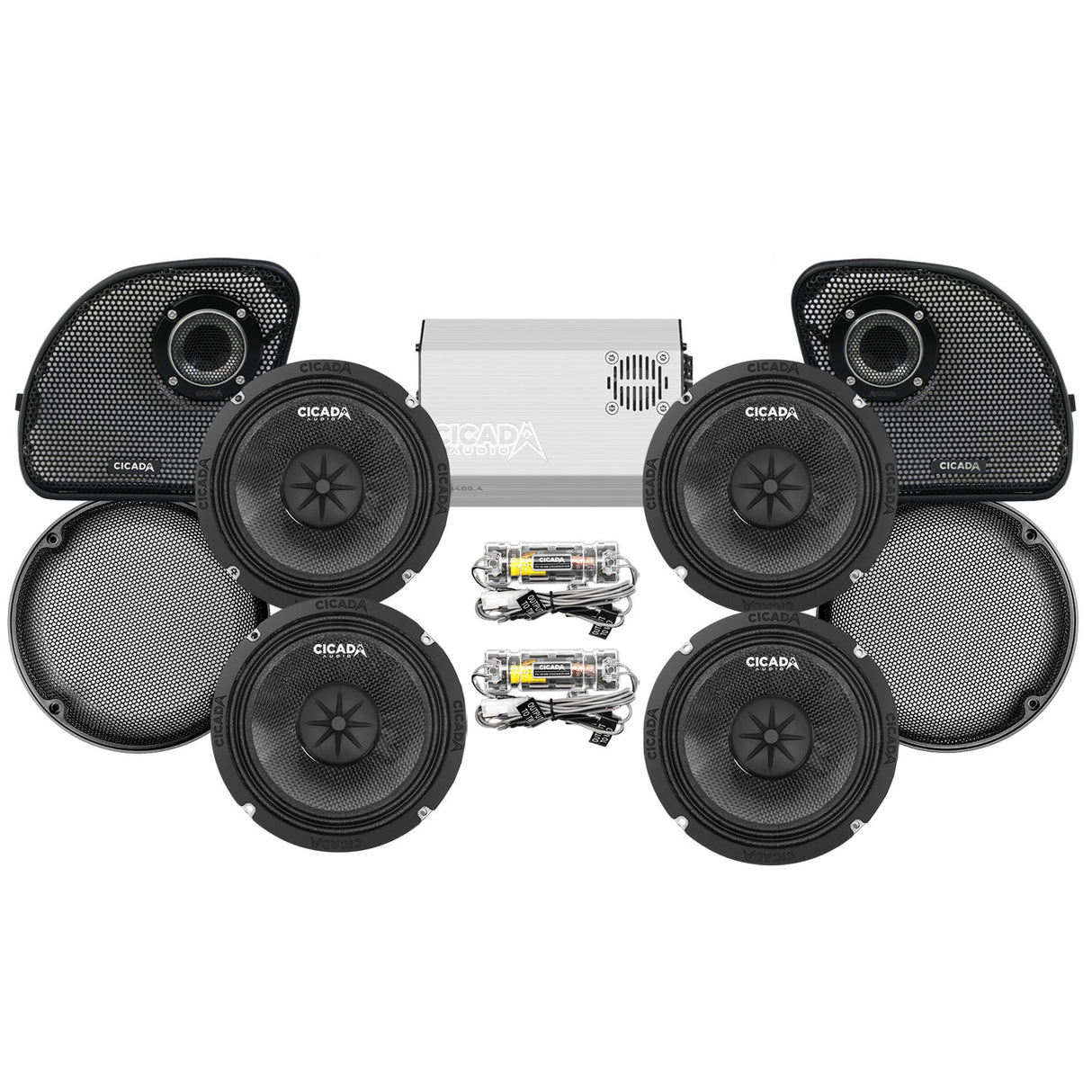 Cicada Audio CXK Stage 4 Plug & Play Amp and Speaker Package For 2015-2023 Harley Davidson® Road Glide with Factory or Existing SoundStream Reserve Radios