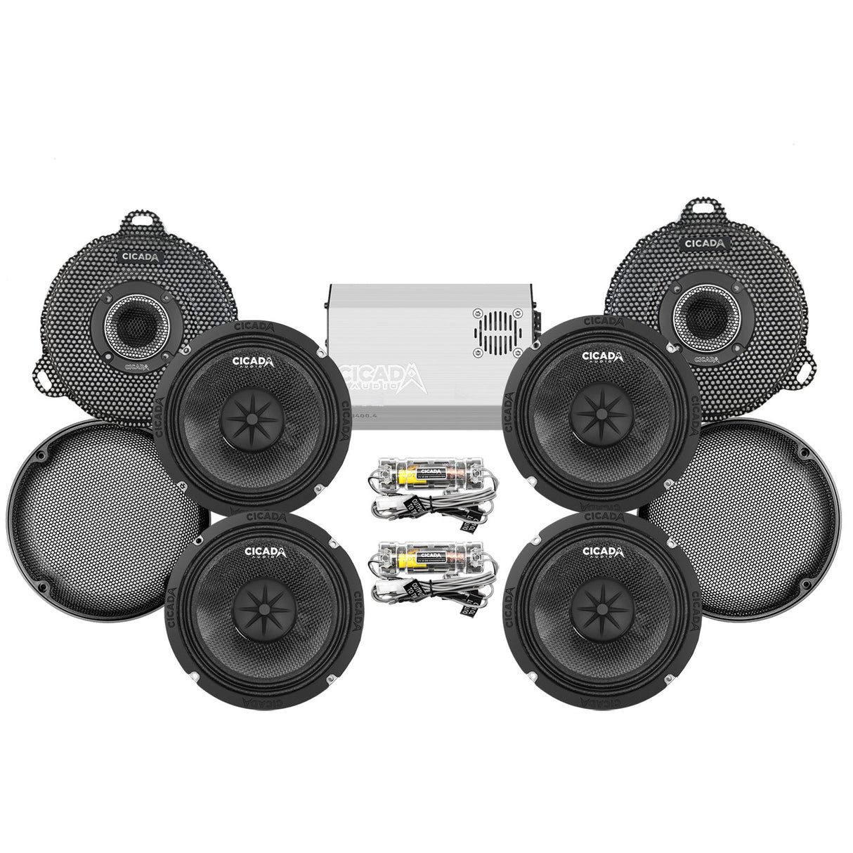 Cicada Audio CXK Stage 4 Plug & Play Amp and Speaker Package For 2014-2023 Harley Davidson® Electra Glide Ultra and Ultra Limited with Factory or Existing SoundStream Reserve Radios