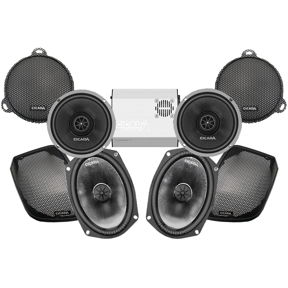 Cicada Audio CXX / CMB Stage 4 Plug & Play Amp and Speaker Package For 2014-2023 Harley Davidson® Street Glide, Electra Glide, and Ultra with Factory or Existing SoundStream Reserve Radios