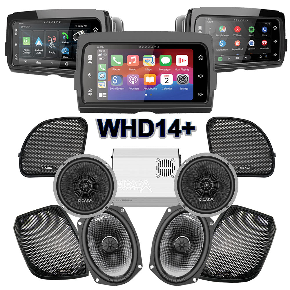 Cicada Audio CXX / CMB Stage 4 Plug & Play Amp And Speaker Package With Soundstream Reserve WHD14+ Radio For 2015-2023 Harley Davidson® Road Glide