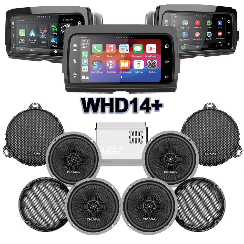 Cicada Audio CXX Stage 4 Plug & Play Amp And Speaker Package With Soundstream Reserve WHD14+ Radio For 2020-2021 Harley Davidson® CVO Tri Glide