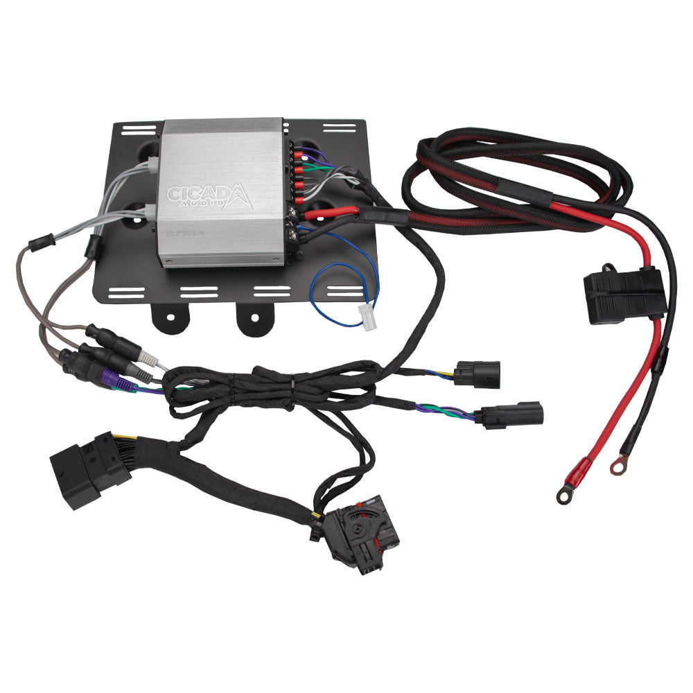 Cicada Audio FLX700.4 Amplifier With Plug & Play Wiring for Select 2014-2025 Harley Davidson Motorcycles