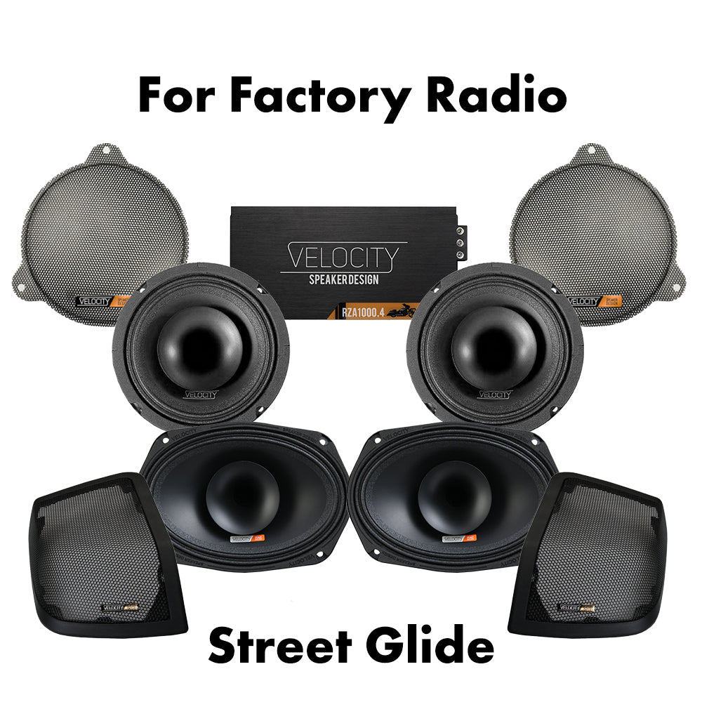 Velocity Stage 4 Plug & Play Amp and Speaker Package For 2014-2023 Harley Davidson® Street Glide and Street Glide Specials with Factory Radio