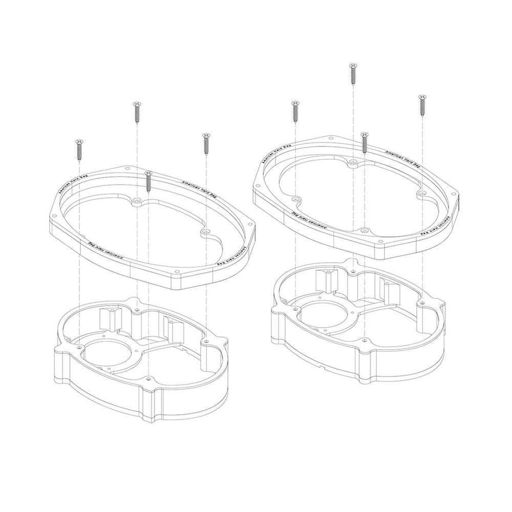 American Hard Bag ( IP-14-5X7-6X9 V2 ) 5x7" to 6x9" Speaker Adapter Kit For 2014-2023 Harley Davidson® Touring Models with Saddlebag Lids ( IP 14 5X7 6X9 V2 )