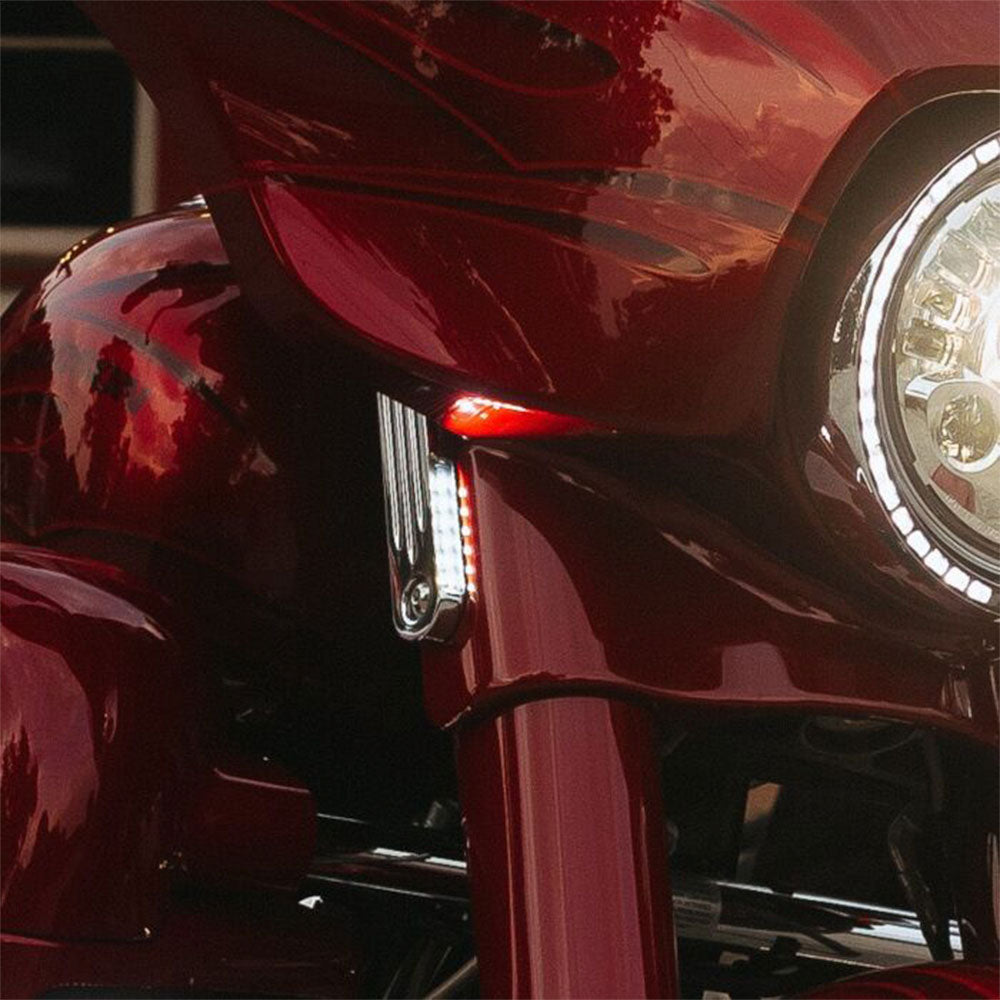 Custom Dynamics ProBeam Dynamic Strips Front Turn Signals for Harley Davidson® 2014-2025 Street Glide, Electra Glide, Ultra, and Tri Glide Motorcycles
