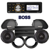 Precision Power Stage 2 Plug & Play Amp And Speaker Package With Boss Elite BEHDIN98 Radio For 1998-2013 Harley Davidson® Road Glide