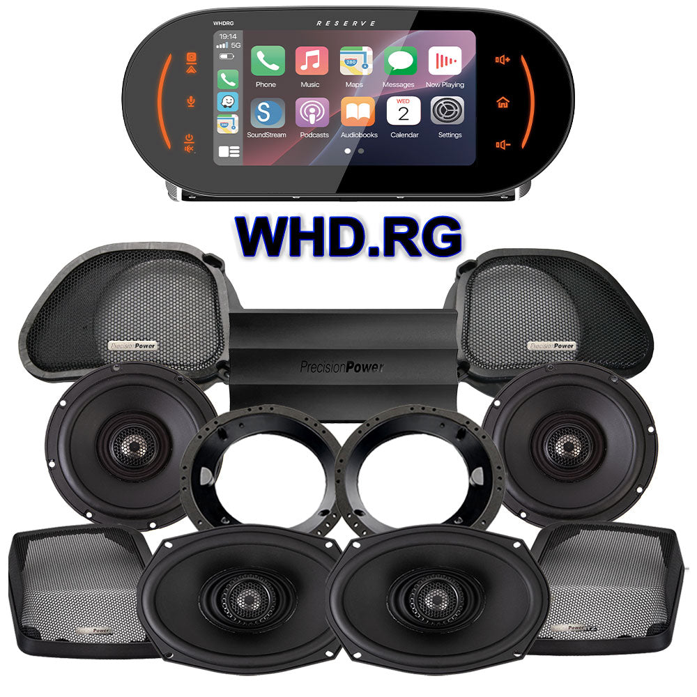 Precision Power Stage 4 Plug & Play Amp And Speaker Package With SoundStream Reserve WHD.RG Radio For 1998-2013 Harley Davidson® Road Glide
