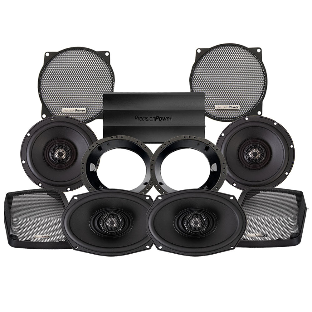 Precision Power Stage 4 Plug & Play Amp And Speaker Package For 1996-2013 Harley Davidson® Street Glide, Electra Glide, And Ultra for Existing Soundstream Reserve, Aquatic-AV, and Boss Radios