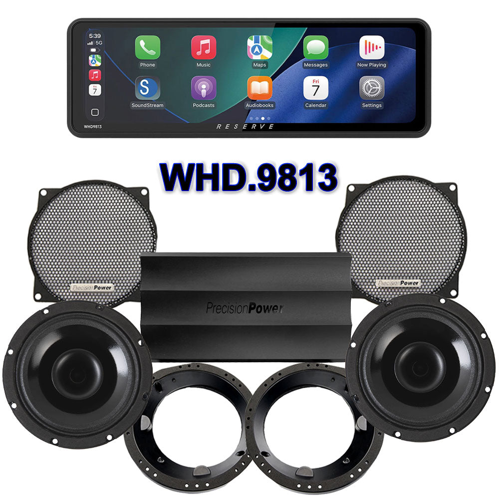Precision Power HT Stage 2 Plug & Play Amp And Speaker Package With Soundstream Reserve WHD.9813 Radio For 1998-2013 Harley Davidson® Street Glide, Electra Glide, And Ultra