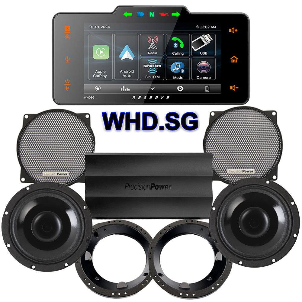 Precision Power HT Stage 2 Plug & Play Amp And Speaker Package With Soundstream Reserve WHD.SG Radio For 1998-2013 Harley Davidson® Street Glide, Electra Glide, And Ultra