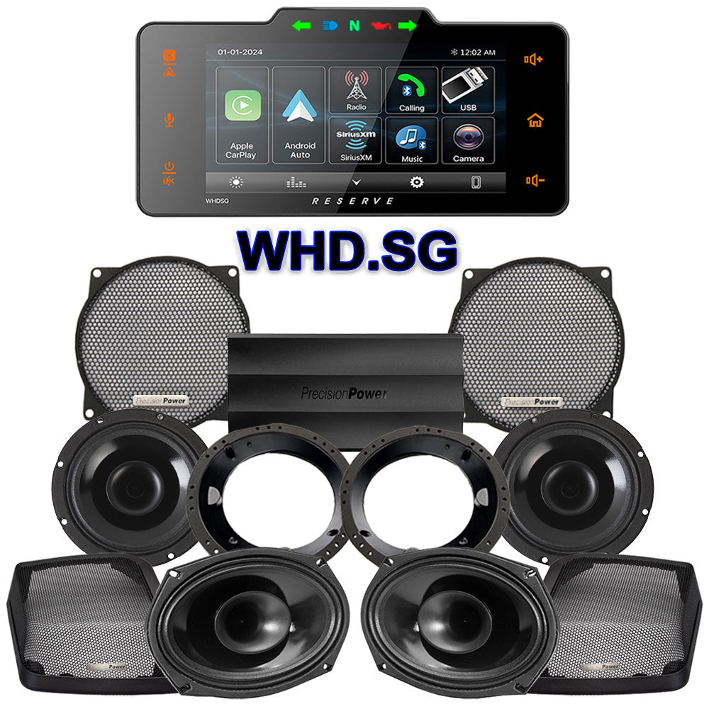 Precision Power HT Stage 4 Plug & Play Amp And Speaker Package With Soundstream Reserve WHD.SG Radio For 1998-2013 Harley Davidson® Street Glide, Electra Glide, And Ultra