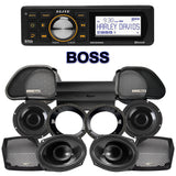 Precision Power HT Stage 4 Plug & Play Amp And Speaker Package With Boss Elite BEHDIN98 Radio For 1998-2013 Harley Davidson® Road Glide