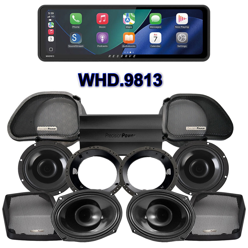 Precision Power HT Stage 4 Plug & Play Amp And Speaker Package With SoundStream Reserve WHD.9813 Radio For 1998-2013 Harley Davidson® Road Glide
