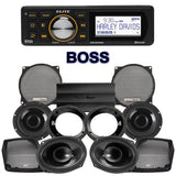 Precision Power HT Stage 4 Plug & Play Amp And Speaker Package With Boss Elite BEHDIN98 Radio For 1998-2013 Harley Davidson® Street Glide, Electra Glide, And Ultra