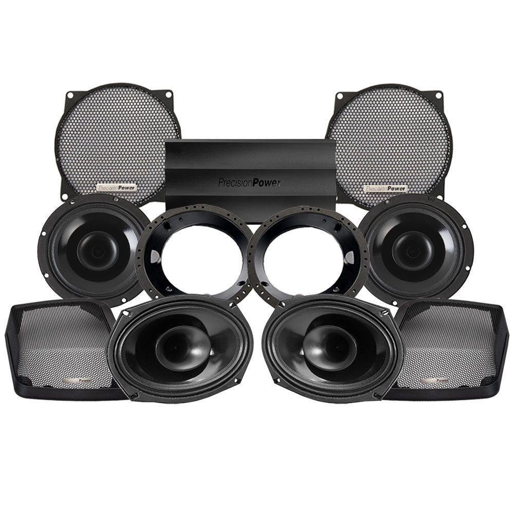 Precision Power HT Stage 4 Plug & Play Amp And Speaker Package For 1996-2013 Harley Davidson® Street Glide, Electra Glide, And Ultra for Existing Soundstream Reserve, Aquatic-AV, and Boss Radios