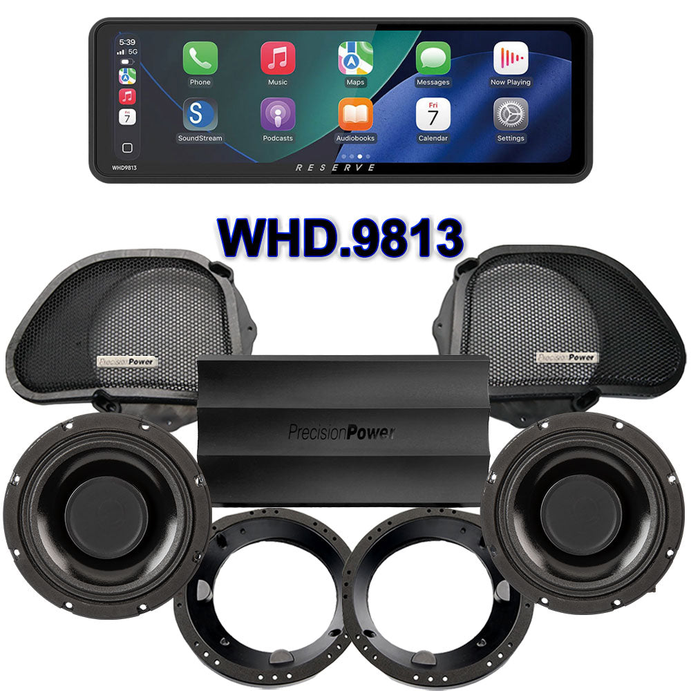 Precision Power HTW Stage 2 Plug & Play Amp And Speaker Package With Soundstream Reserve WHD.9813 Radio For 1998-2013 Harley Davidson® Road Glide