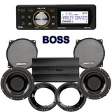 Precision Power HTW Stage 2 Plug & Play Amp And Speaker Package With Boss Elite BEHDIN98 Radio For 1998-2013 Harley Davidson® Street Glide, Electra Glide, And Ultra