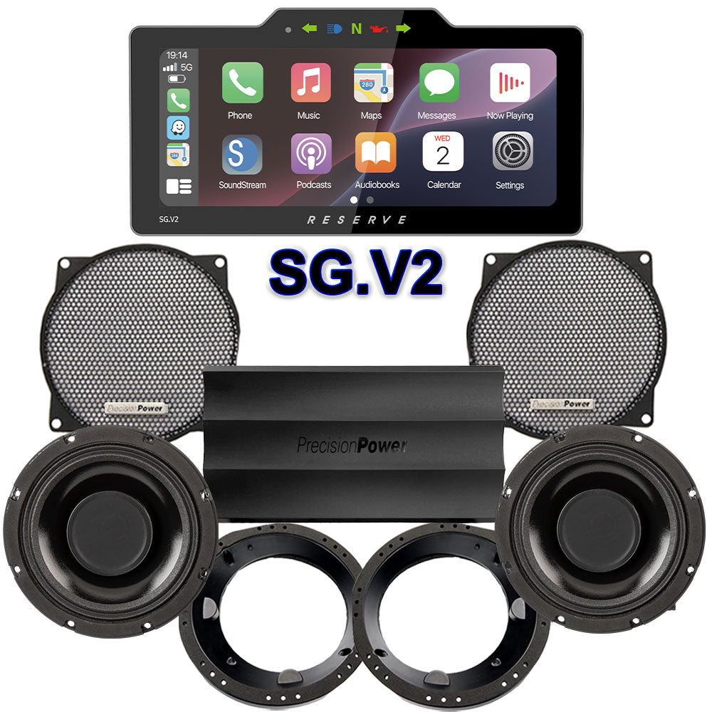 Precision Power HTW Stage 2 Plug & Play Amp And Speaker Package With Soundstream Reserve SG.V2 Radio For 1998-2013 Harley Davidson® Street Glide, Electra Glide, and Ultra