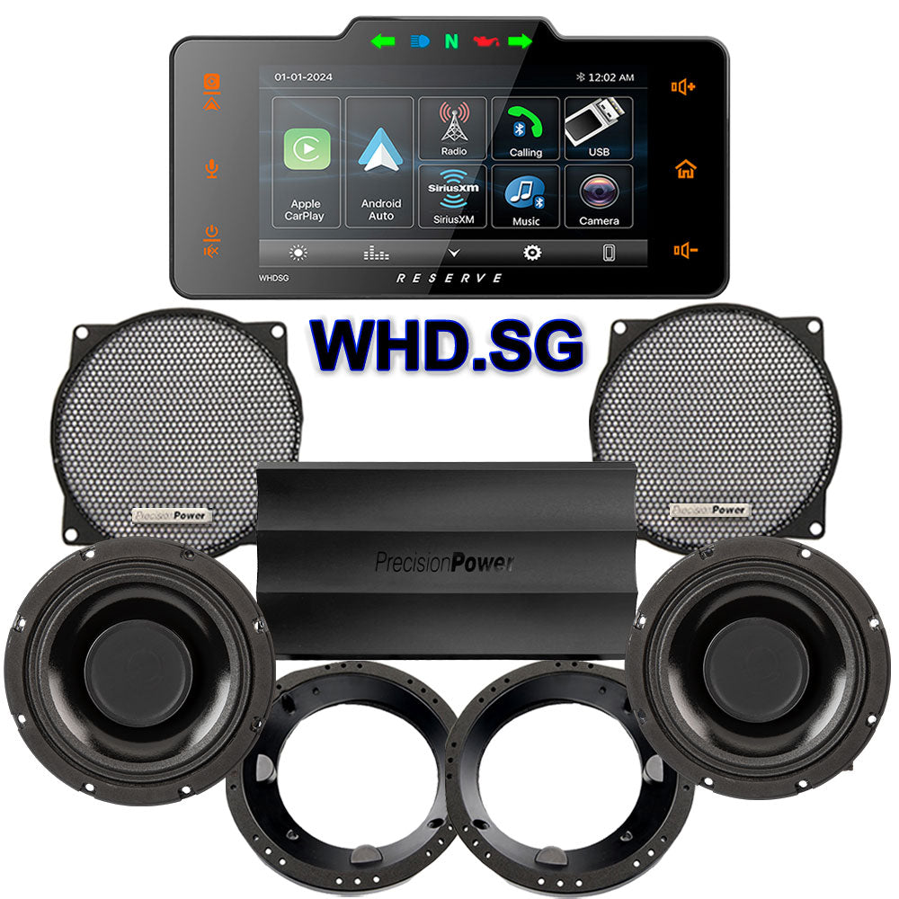 Precision Power HTW Stage 2 Plug & Play Amp And Speaker Package With Soundstream Reserve WHD.SG Radio For 1998-2013 Harley Davidson® Street Glide, Electra Glide, And Ultra