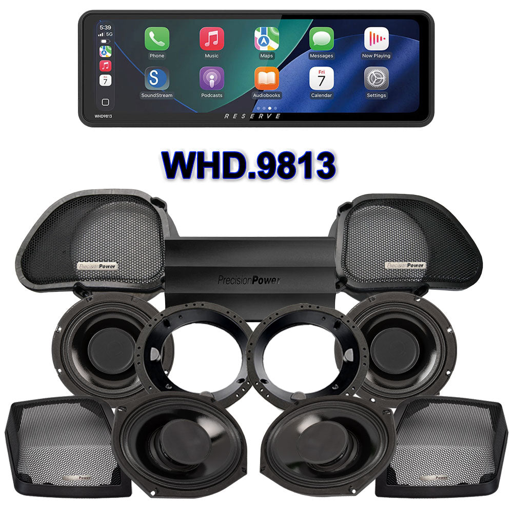 Precision Power HTW Stage 4 Plug & Play Amp And Speaker Package With SoundStream Reserve WHD.9813 Radio For 1998-2013 Harley Davidson® Road Glide