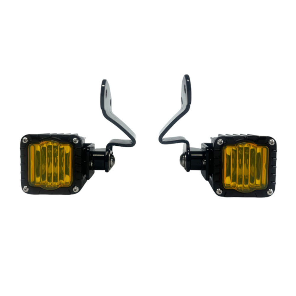Custom Dynamics Shark Demon® Yellow LED Front Turn Signals with Wiring for 2023-Up Harley Davidson® Road Glide Motorcycles