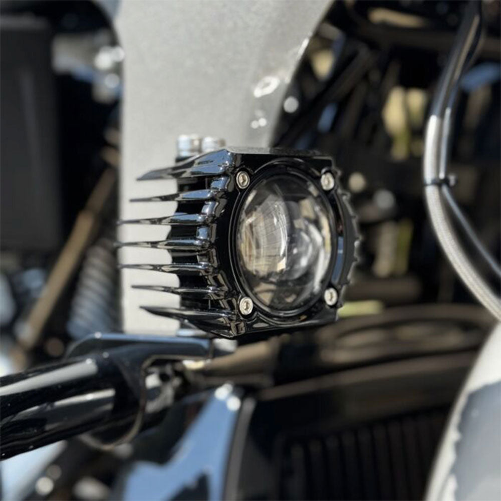 Custom Dynamics Shark Demon LED Fog Lights with 1.25" P-Clamp Mounts for 2023-2025 Harley Davidson® Motorcycles