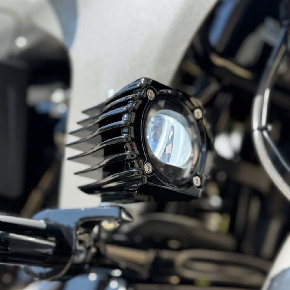 Custom Dynamics Shark Demon LED Fog Lights with 1.25" P-Clamp Mounts for 2023-2025 Harley Davidson® Motorcycles