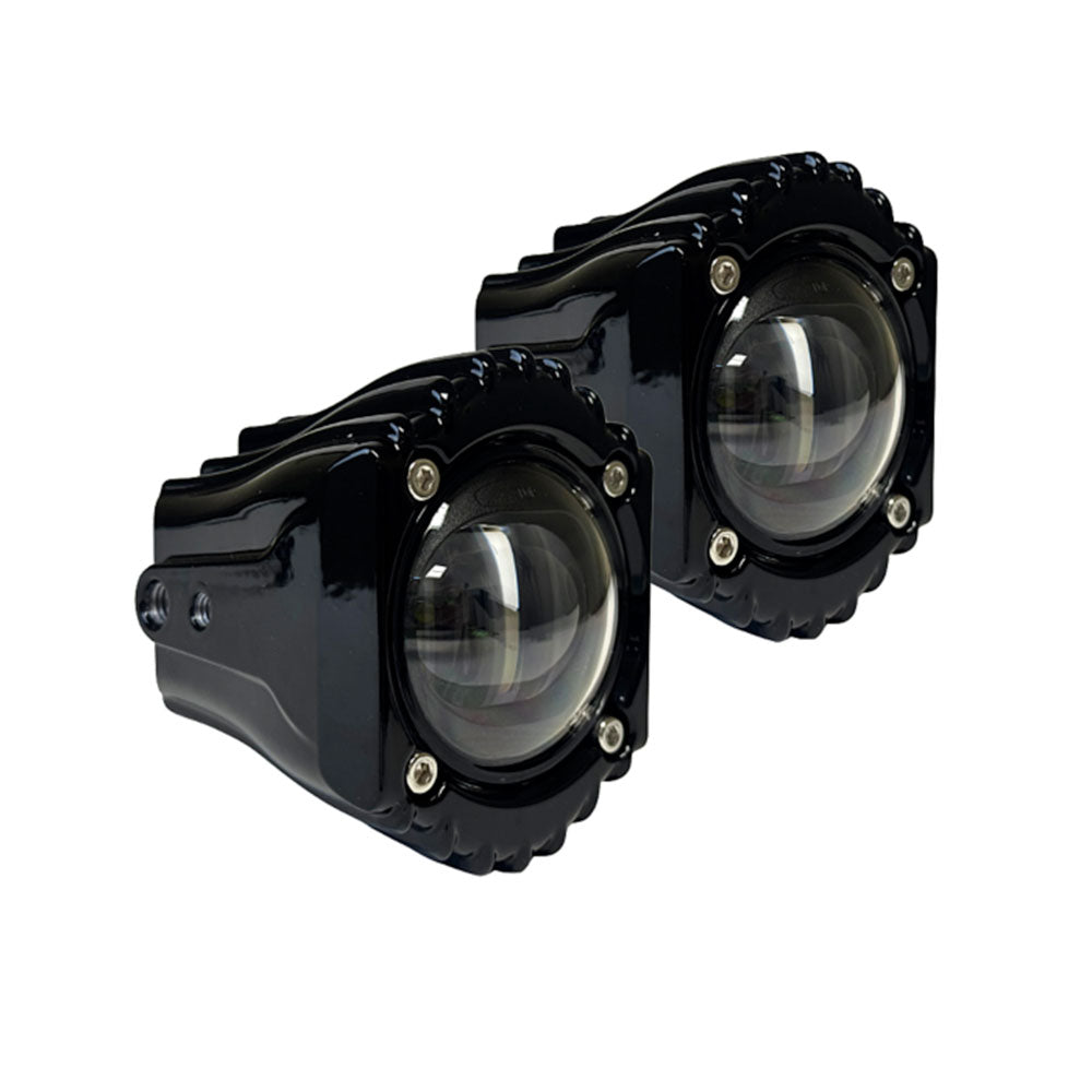 Custom Dynamics Shark Demon LED Fog Lights with 1.25" P-Clamp Mounts for 2023-2025 Harley Davidson® Motorcycles