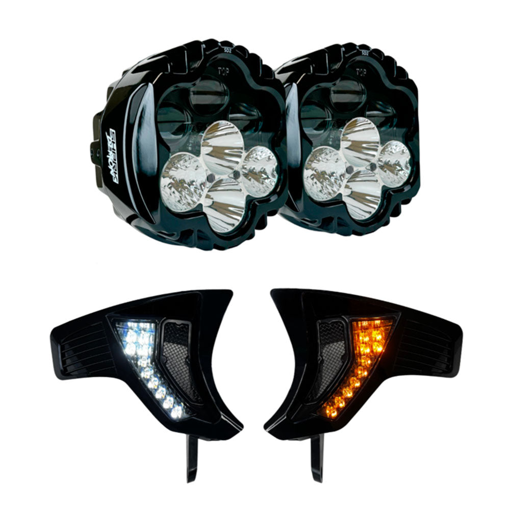 Custom Dynamics Shark Demon® 2 LED Headlight Kit with Front Turn Signal Vents Bundle for 2023.5-2026 Harley Davidson® Road Glide Motorcycles