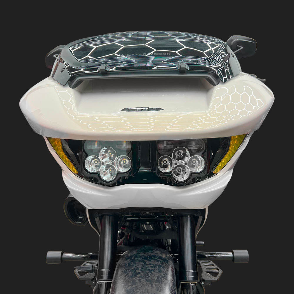 Custom Dynamics Shark Demon® 2 LED Headlight Kit with Front Turn Signal Vents Bundle for 2023.5-2025 Harley Davidson® Road Glide Motorcycles