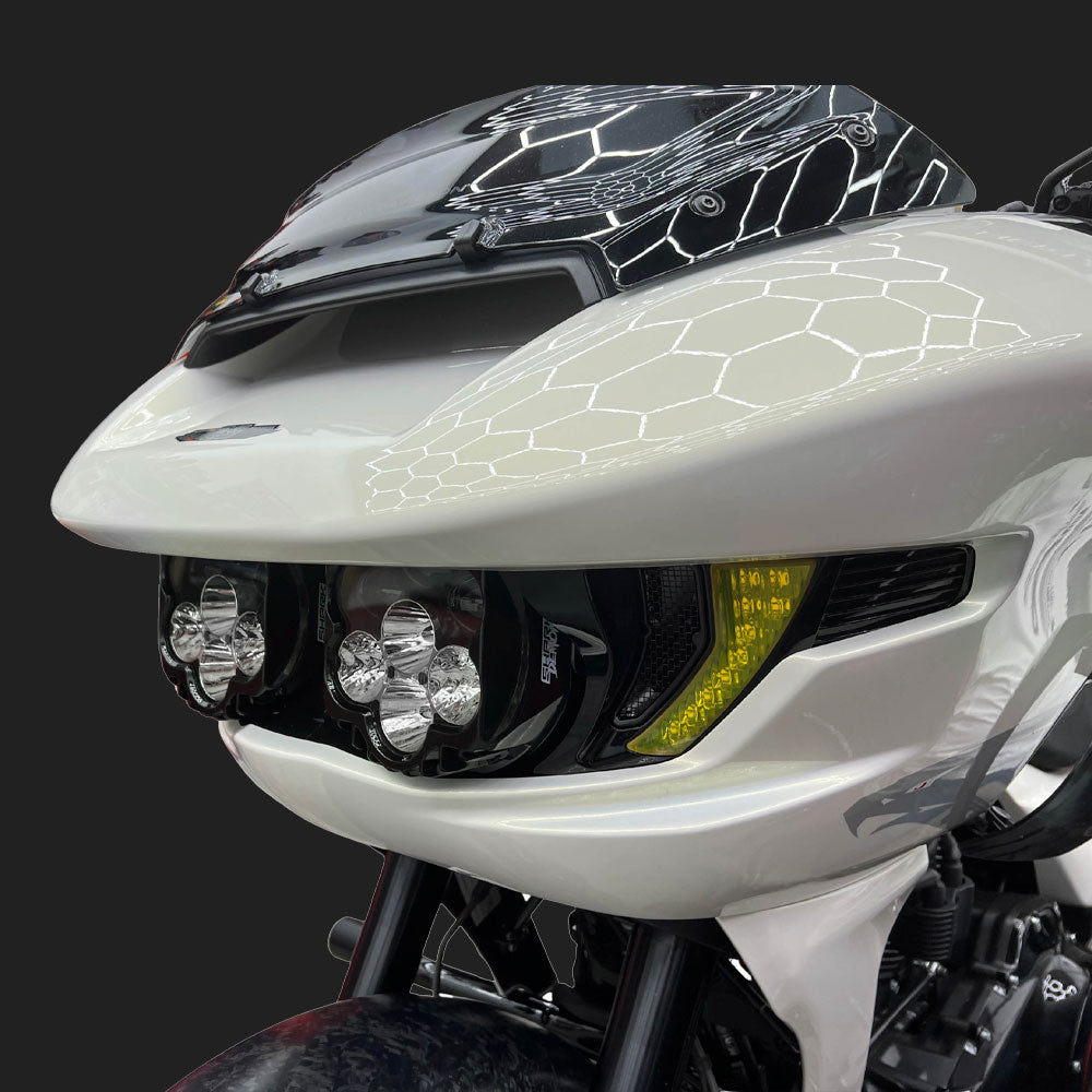 Custom Dynamics Shark Demon® 2 LED Headlight Kit with Front Turn Signal Vents Bundle for 2023.5-2025 Harley Davidson® Road Glide Motorcycles