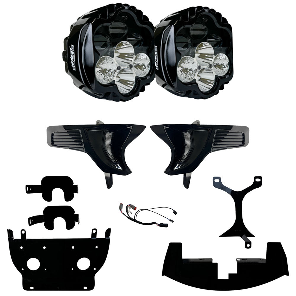 Custom Dynamics Shark Demon® 2 LED Headlight Kit with Front Turn Signal Vents Bundle for 2023.5-2025 Harley Davidson® Road Glide Motorcycles